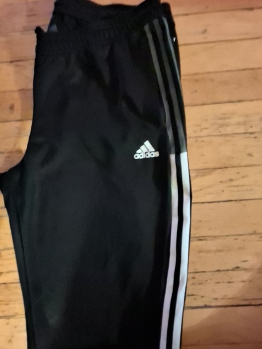 adidas Black Jogger Pants with White Three-Stripes - Picture 3 of 3